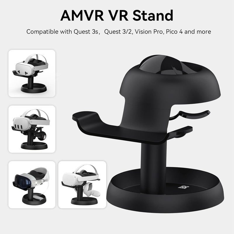 AMVR Stand Holder Compatible with Quest 3s/Quest 3/Vision Pro/Quest 2/Pico 4/for PSVR 2 - Universal VR Headset Display Dock, Stable Bracket Storage Round Base, Mount Install Easy - Image 2